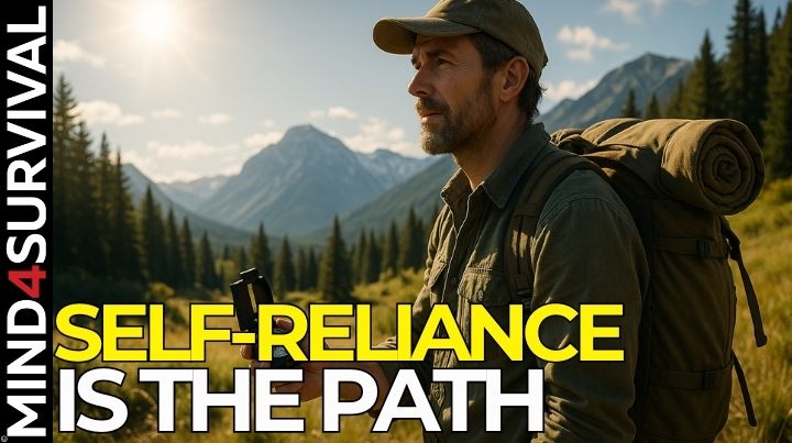 A person learning survival navigation in nature with a compass. 