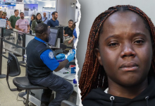 Miami airport chaos as woman grabs crying child from mother, wraps legs around boy to prevent escape