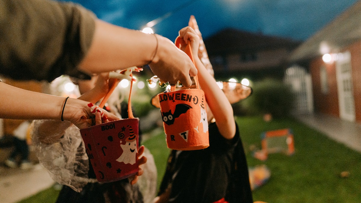 A group of kids trick-or-treating