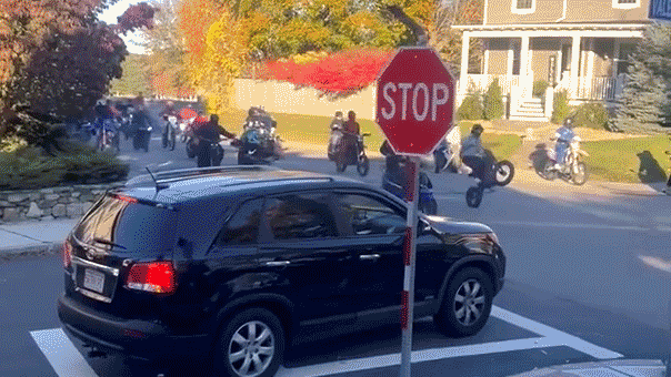 Massive street takeover disrupts town as 50-100 riders in ‘chaotic groups’ block city roads: police Massive street takeover disrupts town as 50-100 riders in ‘chaotic groups’ block city roads: police