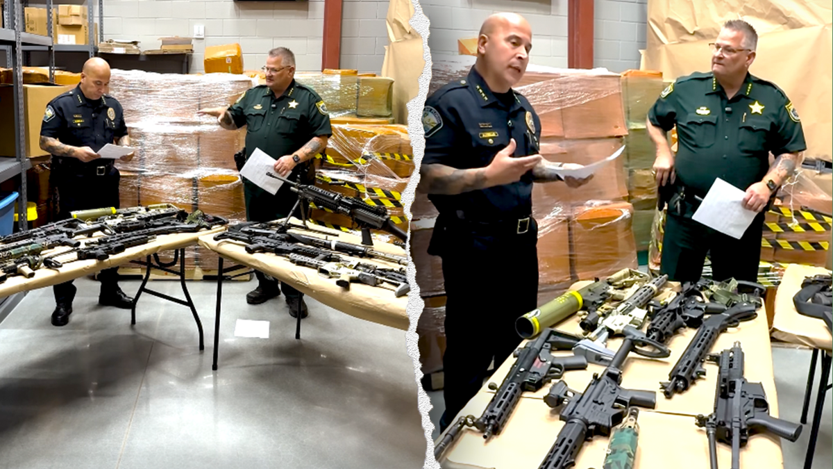 The Brevard County Sheriff's Office showed tables filled with seized weapons.