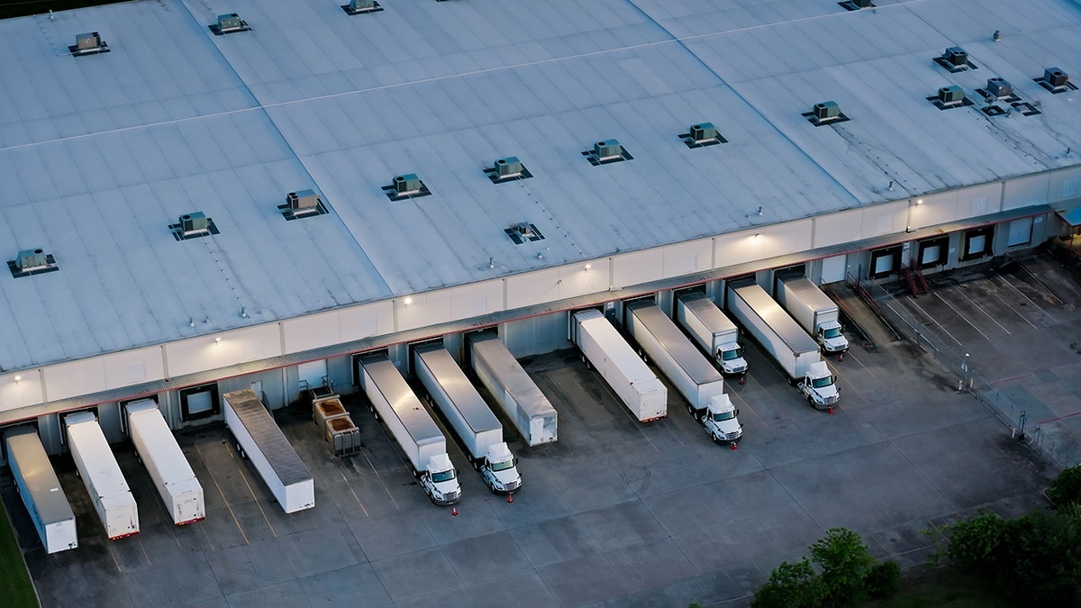 Cargo trucks at a distribution center