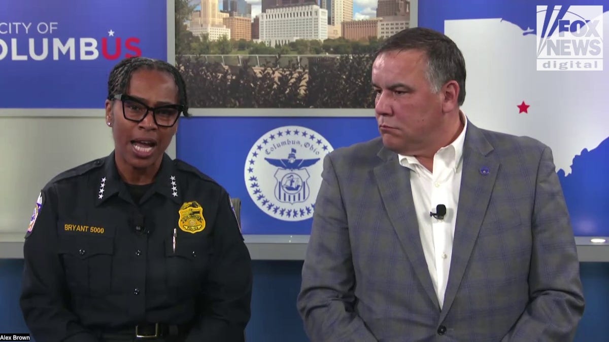 Columbus Police Chief Elaine Bryant and Mayor Andrew Ginther