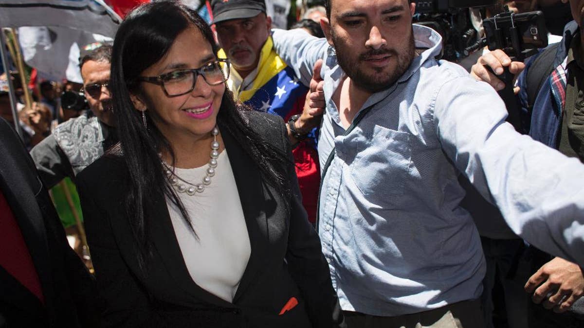 Venezuela's Foreign Minister Delcy Rodriguez leaves the Argentina's Foreign Ministry in Buenos Aires, Argentina, Wednesday, Dec. 14, 2016. Mercosur Foreign Ministers from Paraguay, Brazil, Uruguay and Argentina met for a Mercosur Foreign Ministers summit in Buenos Aires Wednesday. (AP Photo)