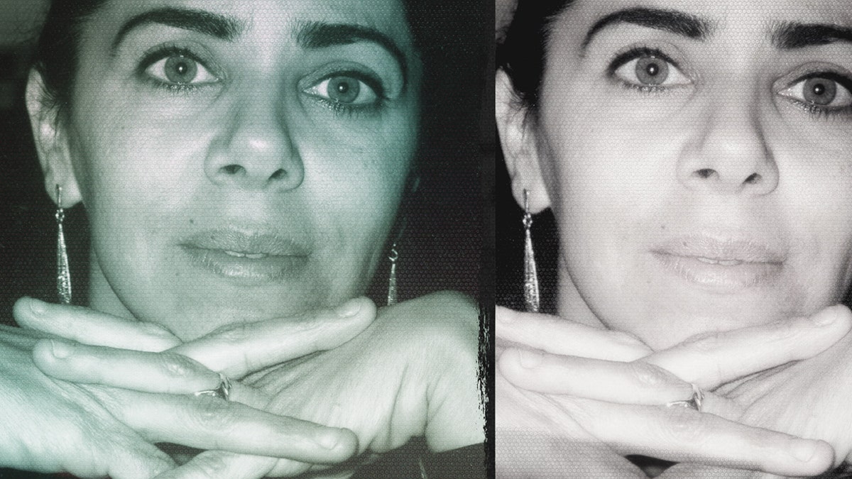 A split side-by-side photo of Laura Greenberg.