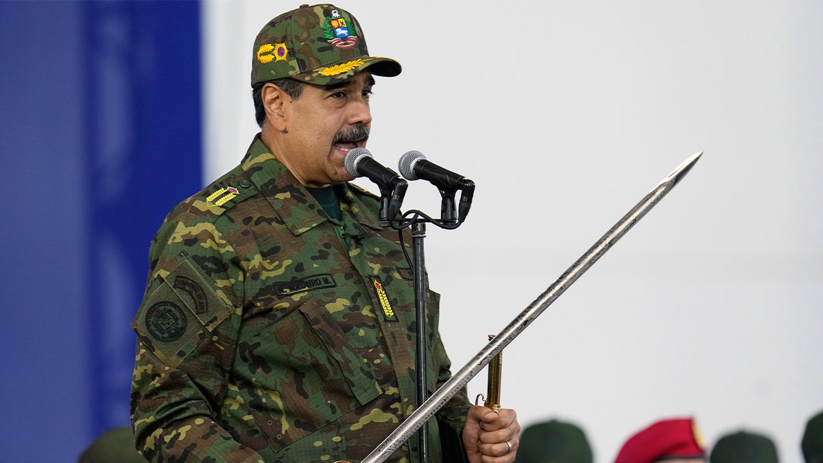Venezuelan President Nicolas Maduro in a speech at the military academy