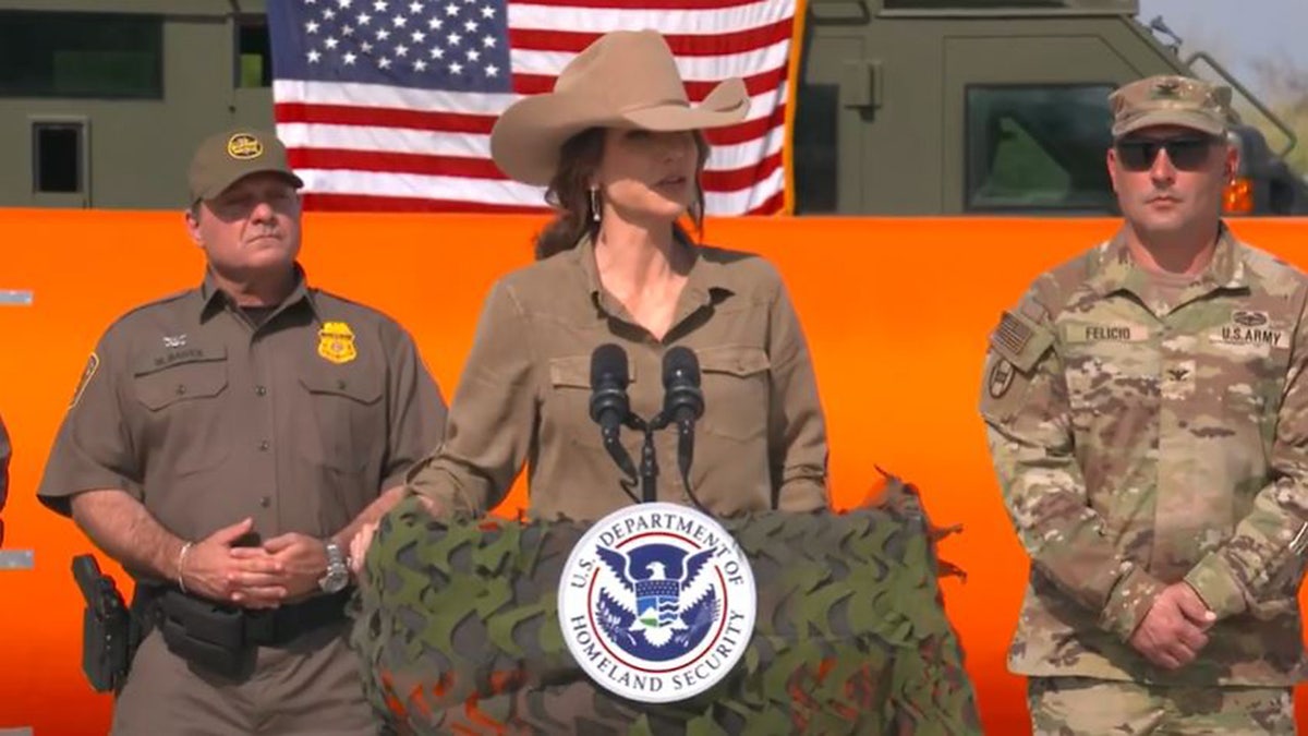 Department of Homeland Security Secretary Kristi Noem blasted the attack on U.S. Immigration and Customs Enforcement agents in Minneapolis as an "act of domestic terrorism" during remarks at the southern border in Texas, Wednesday, Jan. 7, 2026.