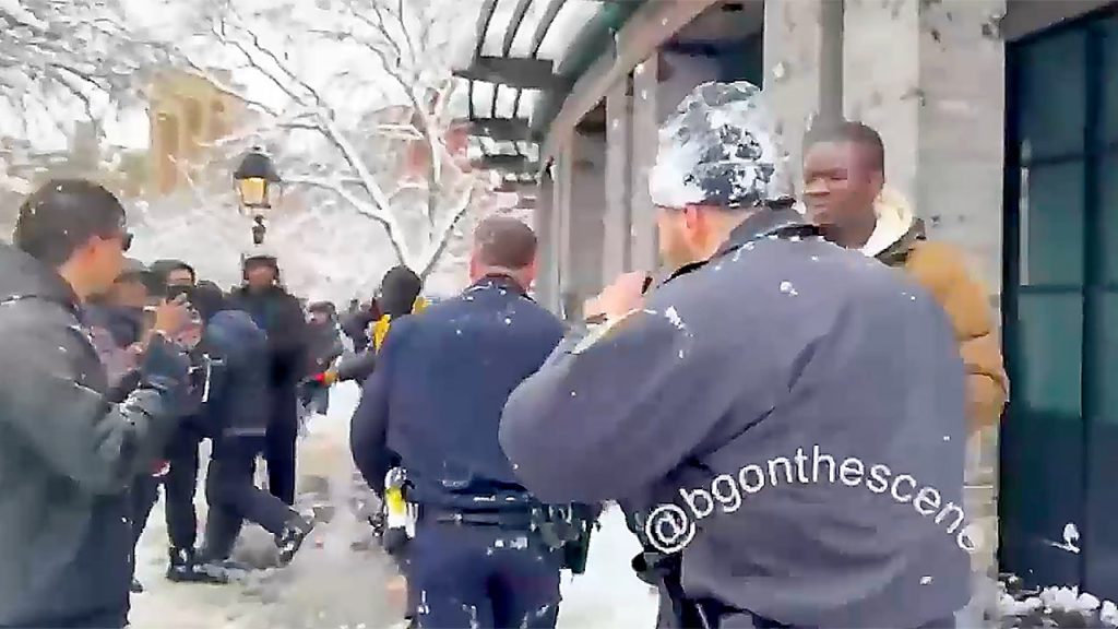 NYPD officers hit with snowballs while responding to disorderly group: officials