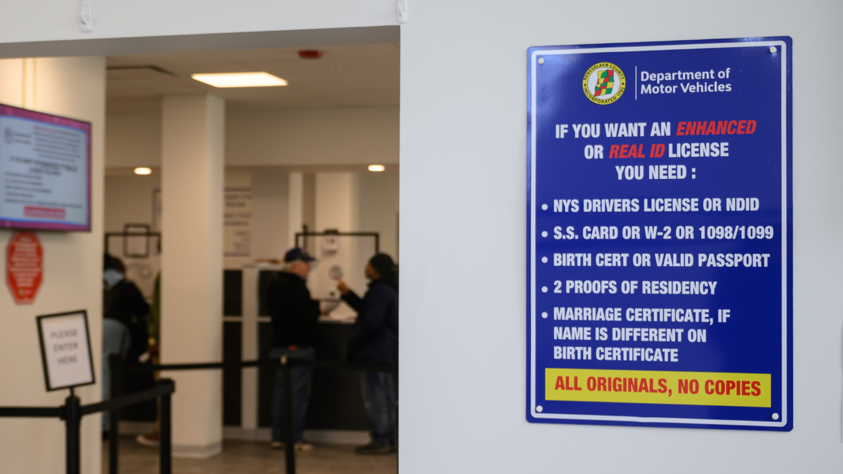 sign at a DMV in New York