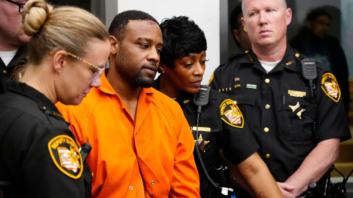 Rodney Hinton, Jr., 38, is arraigned in Courtroom A at the Hamilton County Justice Center, Saturday, May 3, 2025.