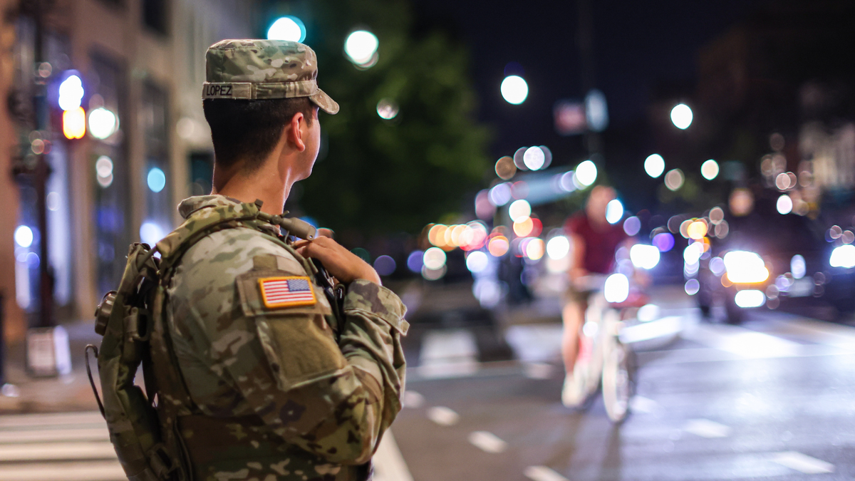 National Guard member takes part in a patrol in Washington, D.C.