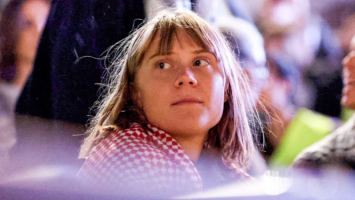 Greta Thunberg wearing a keffeyeh