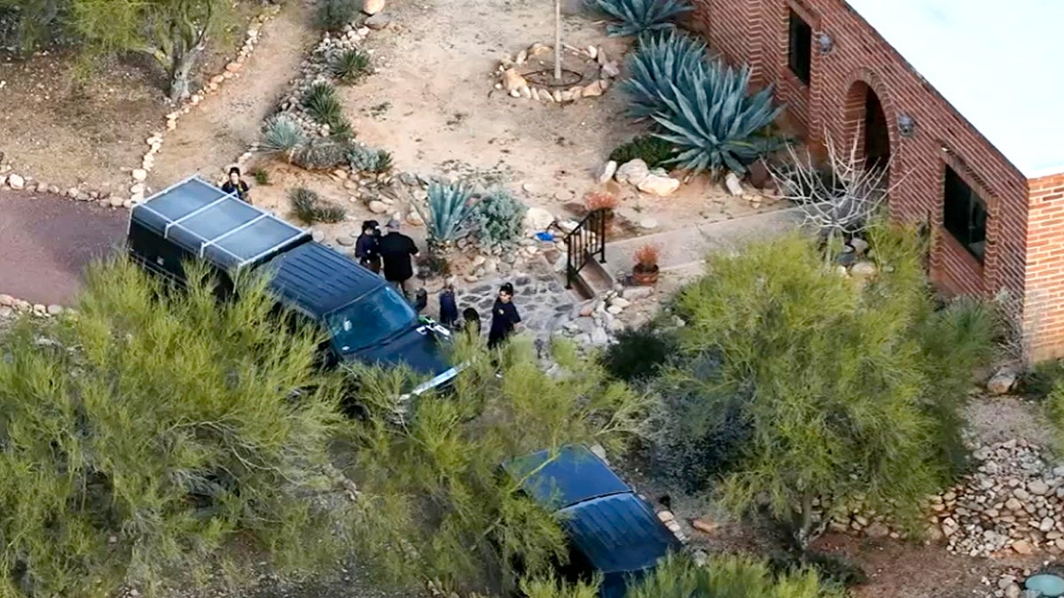 Aerial shot of investigators at Nancy Guthrie home