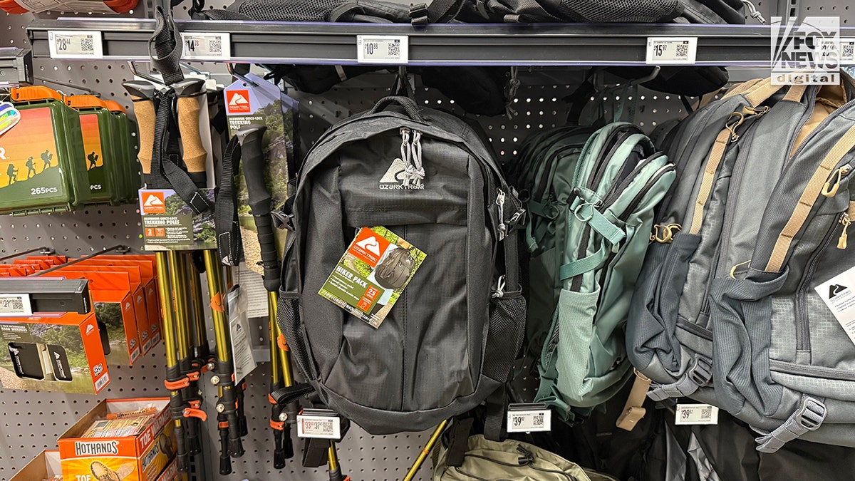 An Ozark Trails backpack for sale in a Walmart store