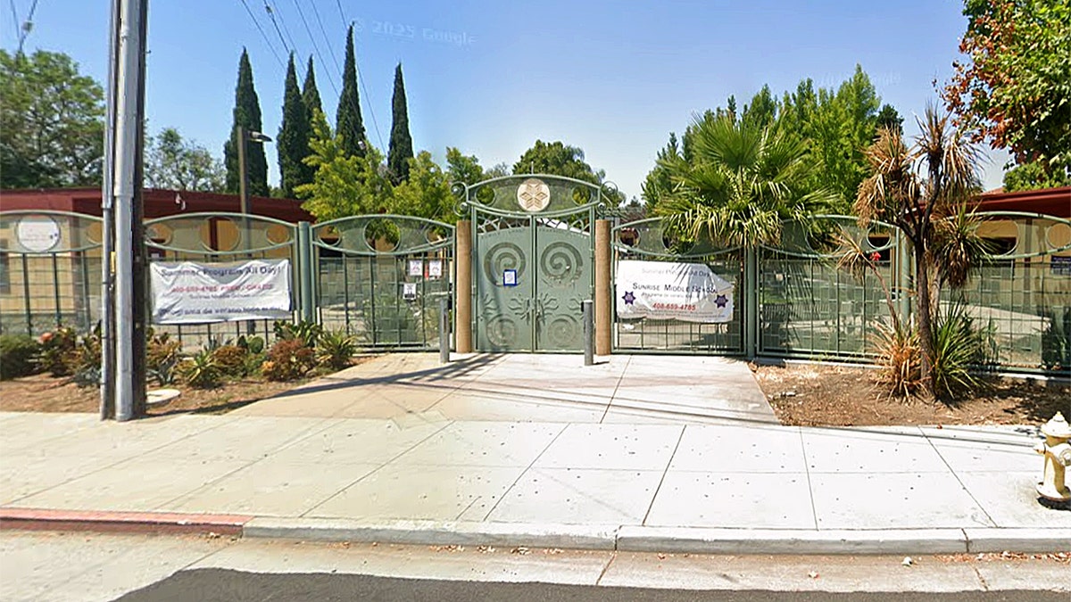 A shot of the exterior of Sunrise Middle School in San Jose, CA
