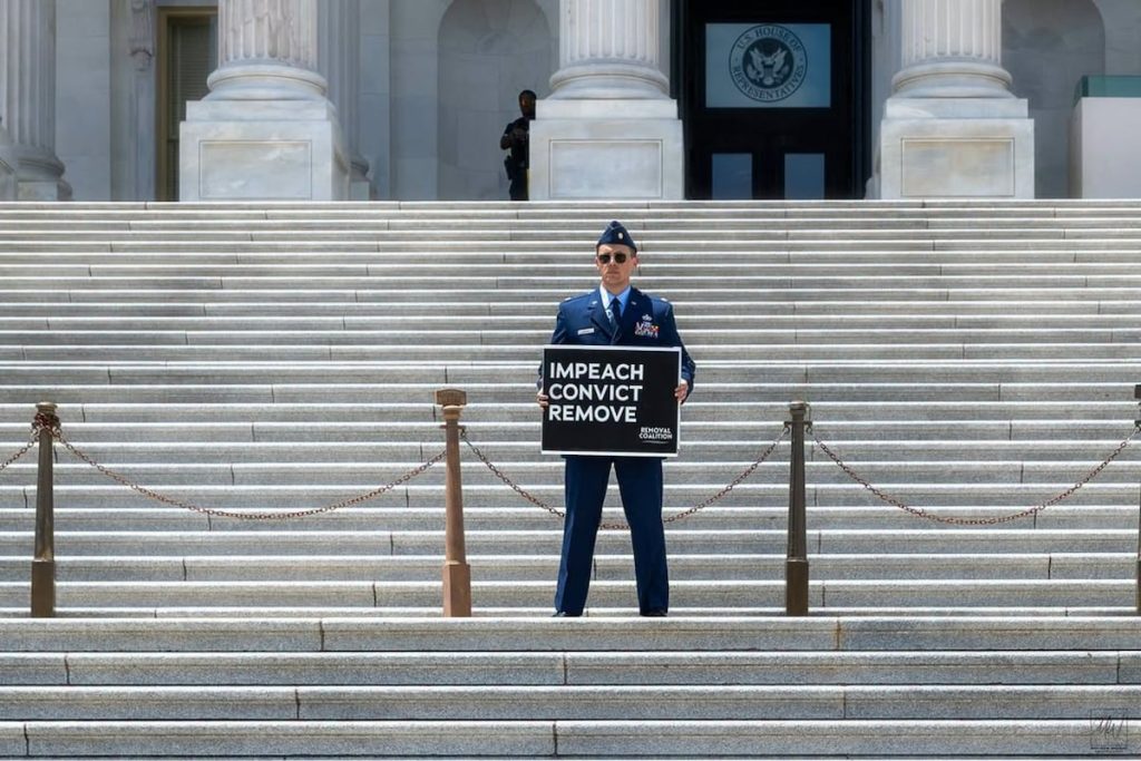 Active-duty Air Force officer who called for Trump impeachment faces three charges